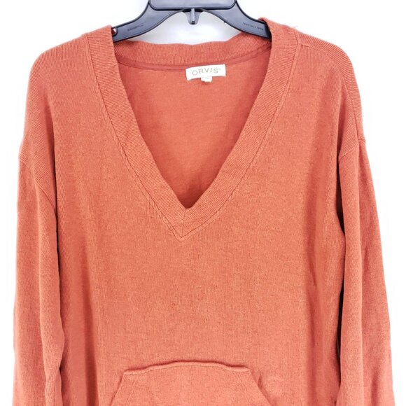 Orvis V Neck Pullover Sweater Women's Medium Orange - Picture 2 of 7